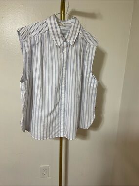 Levi's Sleeveless Button-Up Shirt with Blue Stripes